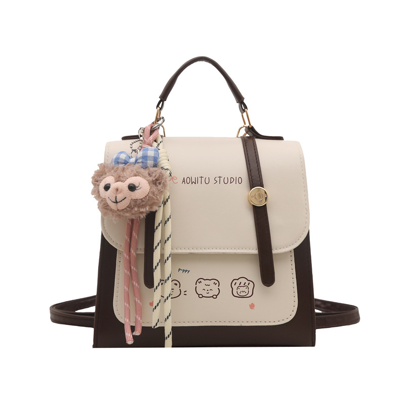 Women's Square Backpack British Style Retro Commuter Rucksack_voghion.com