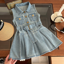 女童连衣裙无袖2025新款洋气儿童夏季牛仔裙小女孩软牛仔背心裙潮