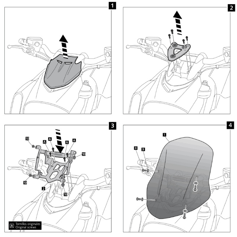 Suitable for Ducati Diavel 1260/S 19-23 Adjustable Front Windshield