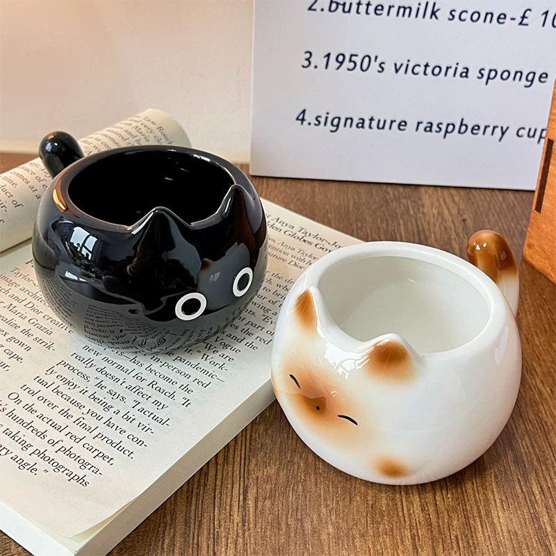 Керамическая чашка для воды с изображением сиамской кошки, творческий дизайн, кружка для воды девочки, милый яйцевидный стакан, пара кошек