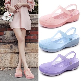 Thick-soled hole shoes women's summer 2025 sandals and slippers wear soft-soled non-slip breathable beach sandals nurse shoes