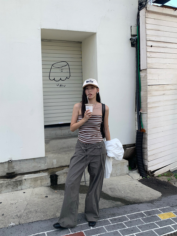 黄峥韩系休闲工装裤女2025秋季新款直筒宽松阔腿裤子慵懒风530773|undefined