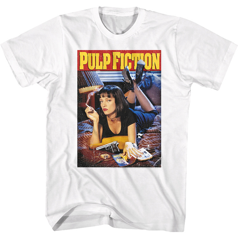 1994Pulp Fiction Low-Quality Novel Kunting Mia Wallace Movie Joint Men's and Women's Short T-Shirts