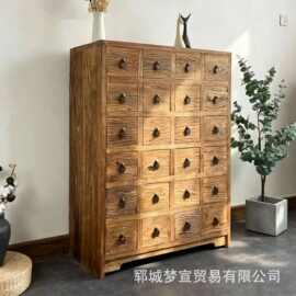 诧寂风老榆木斗柜多抽屉药房中药柜多层收纳整理柜原木做旧储物柜