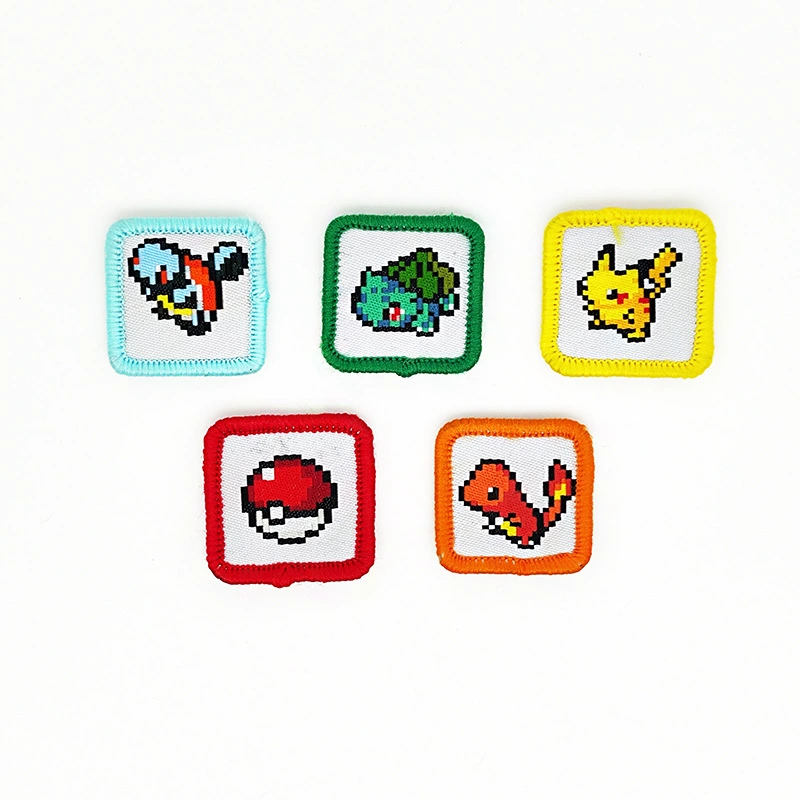 Тканая бирка Pokémon, детские воспоминания, пиксельный значок на липучке, аниме, периферийный значок, повязка на руку