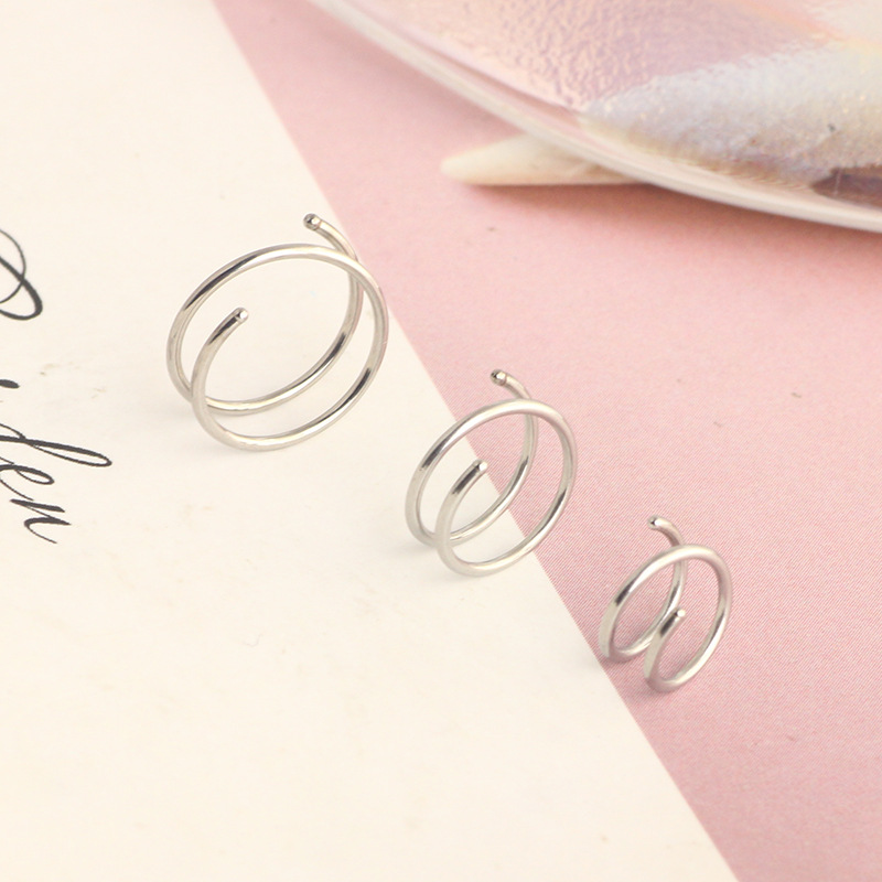 Mason's New 10mm Stainless Steel Spiral Half-Turn Double Hoop Nose Ring Ear Bone Piercing Jewelry detail image 15
