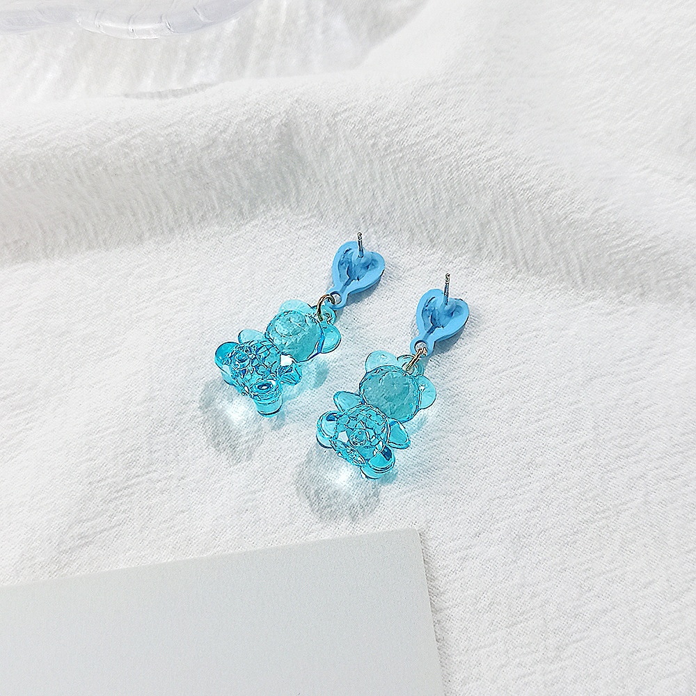 Korean Candy Color Acrylic Bear Earrings Wholesale Nihaojewelry display picture 4