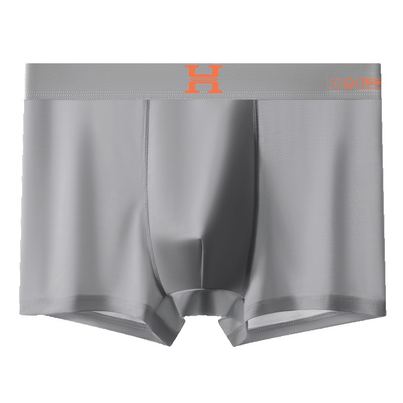 Ropa interior de seda de hielo para hombres, pantalones bóxer para niños, antibacterianos y sin costuras, pantalones cortos bóxer finos de verano transpirables, bragas para hombres