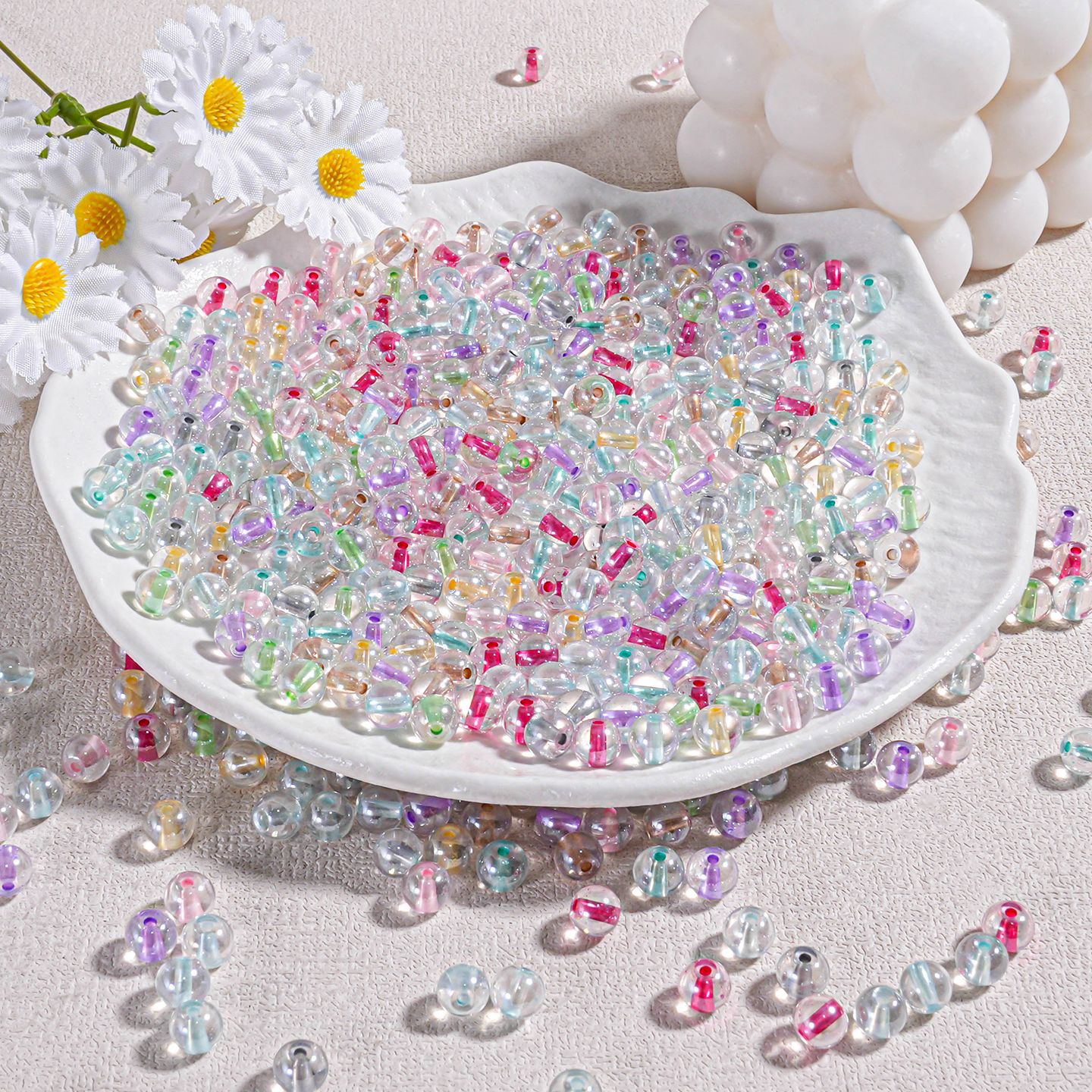 AB color transparente cuentas de arroz unicornio accesorios de joyería de acrílico con cuentas cadena de teléfono móvil material de bricolaje cuentas de mijo de vidrio