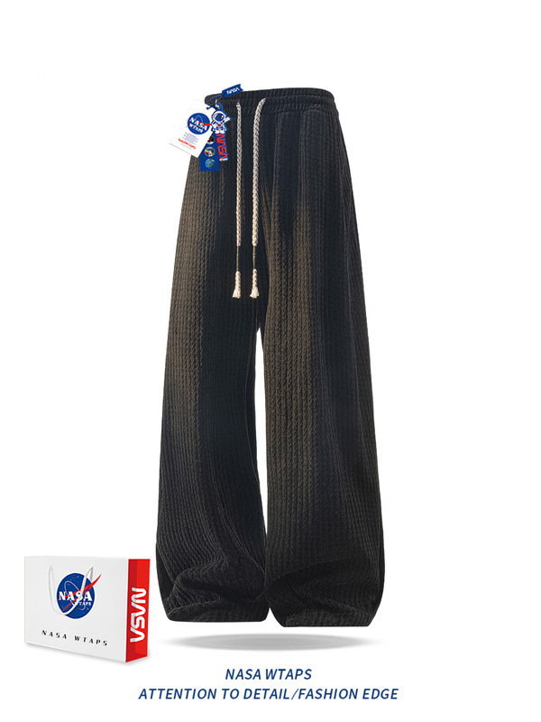 NASA ABOUT雪尼尔小香风条纹休闲裤男秋冬季oversize宽松百搭裤子|undefined