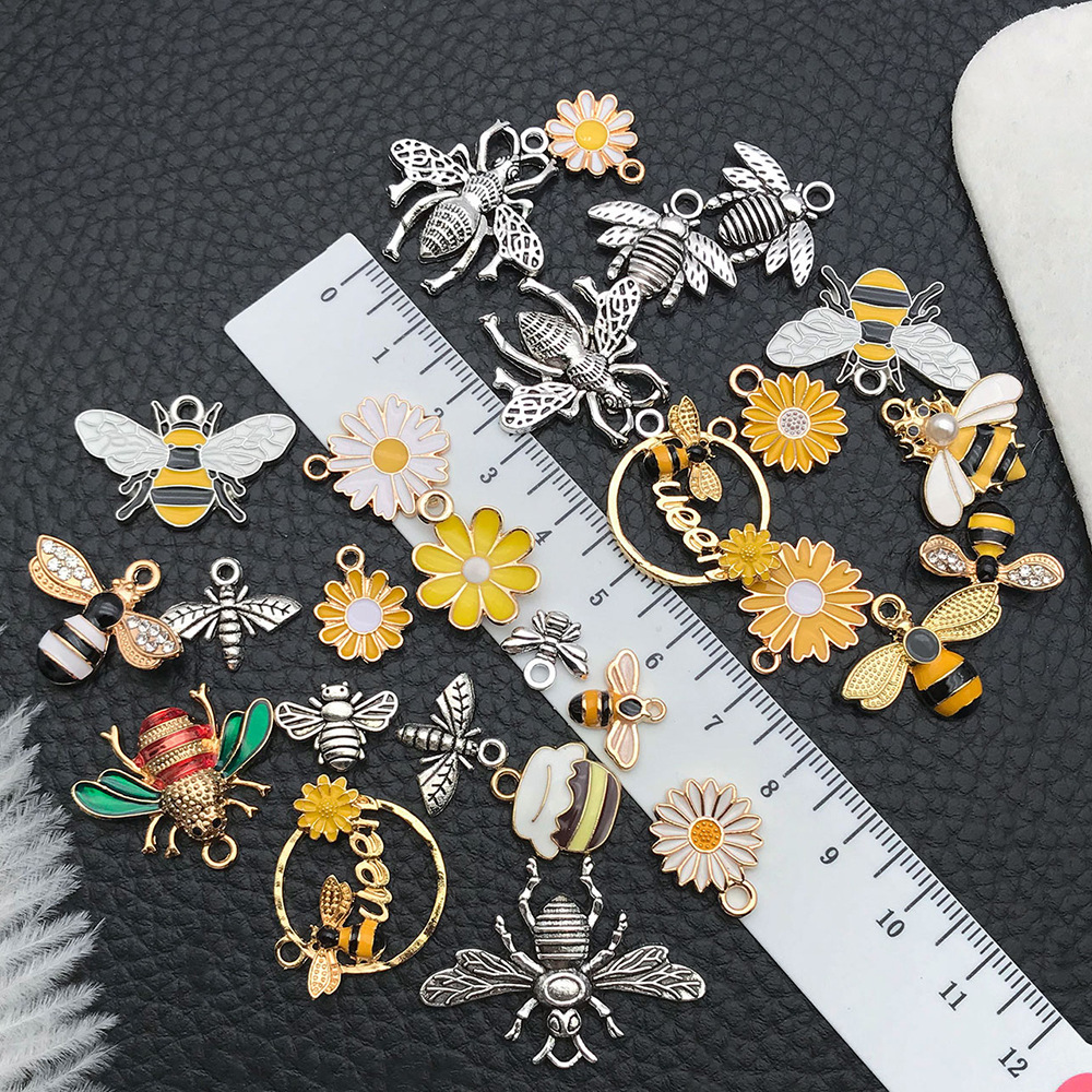混120个小蜜蜂DIY饰品配件昆虫动物合金滴油发饰耳饰吊坠手工跨境详情14