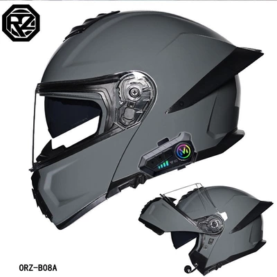 dual visors, full-face helmet for motorcycle touring, Motosiklet dəbilqələri - m-cement-gray-transparenty10-bluetooth-hard-microphone
