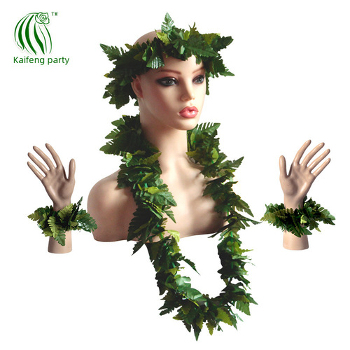 Kaifeng Party Hawaiian Artificial Leaves Garland Four-piece Set Hula Dance Performance Accessories Stage Play Jungle Series