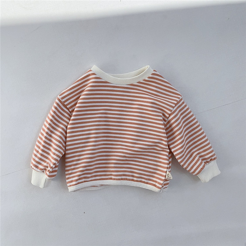 Sudadera para niños, ropa de primavera para bebés, ropa infantil de estilo coreano, camiseta básica para bebés, estilo de principios de primavera, jersey a rayas para niños pequeños. image 2