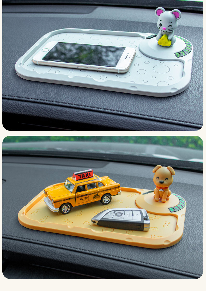 Car Dashboard Anti-Slip Mat for Mobile Phones, Pvc Anti-Slip Stable Multifunctional Storage Mat, Cartoon Figurine Ornament