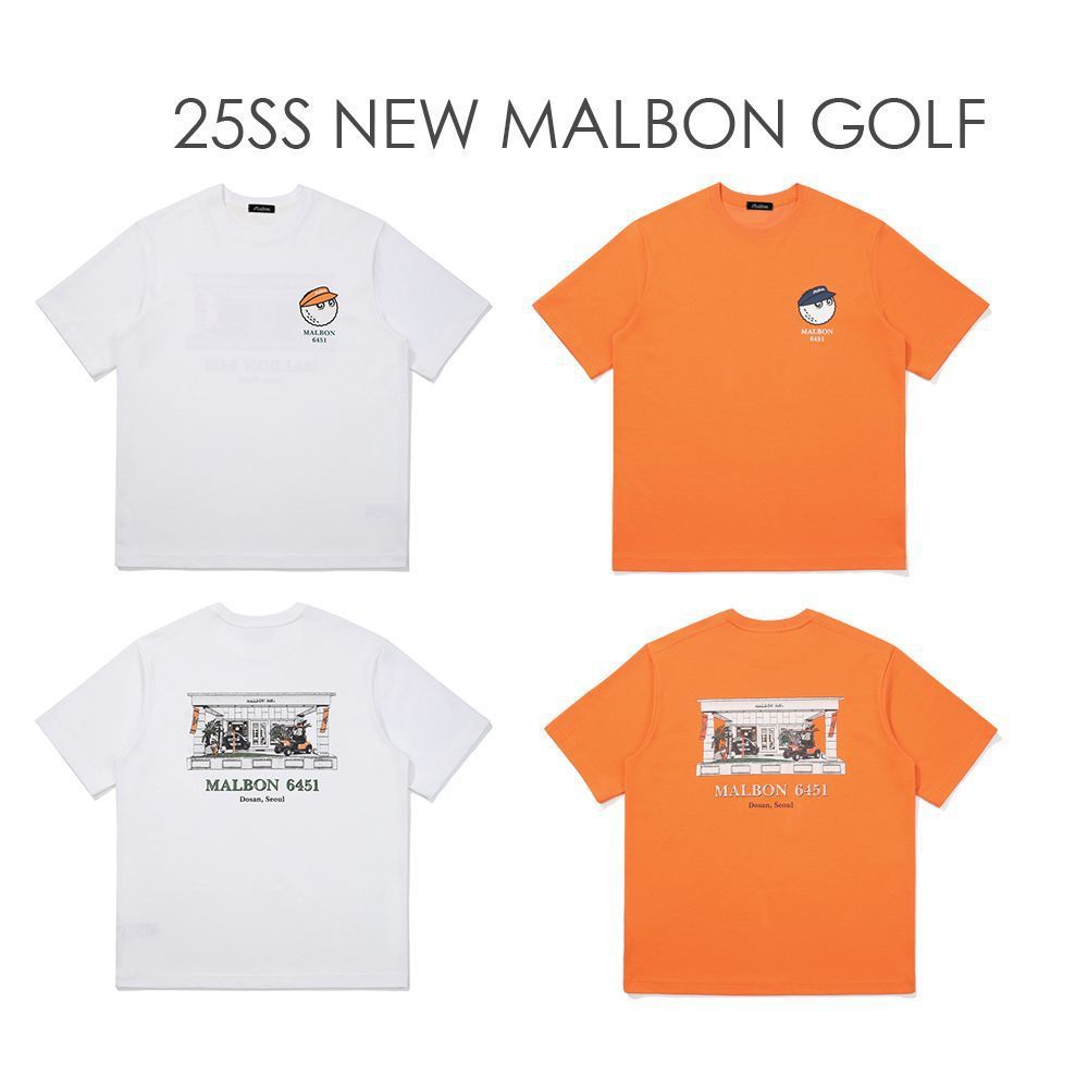 25Ss New Malbon 6451 Unisex Pure Cotton Breathable Short Sleeve T-Shirt Outdoor Golf Clothing