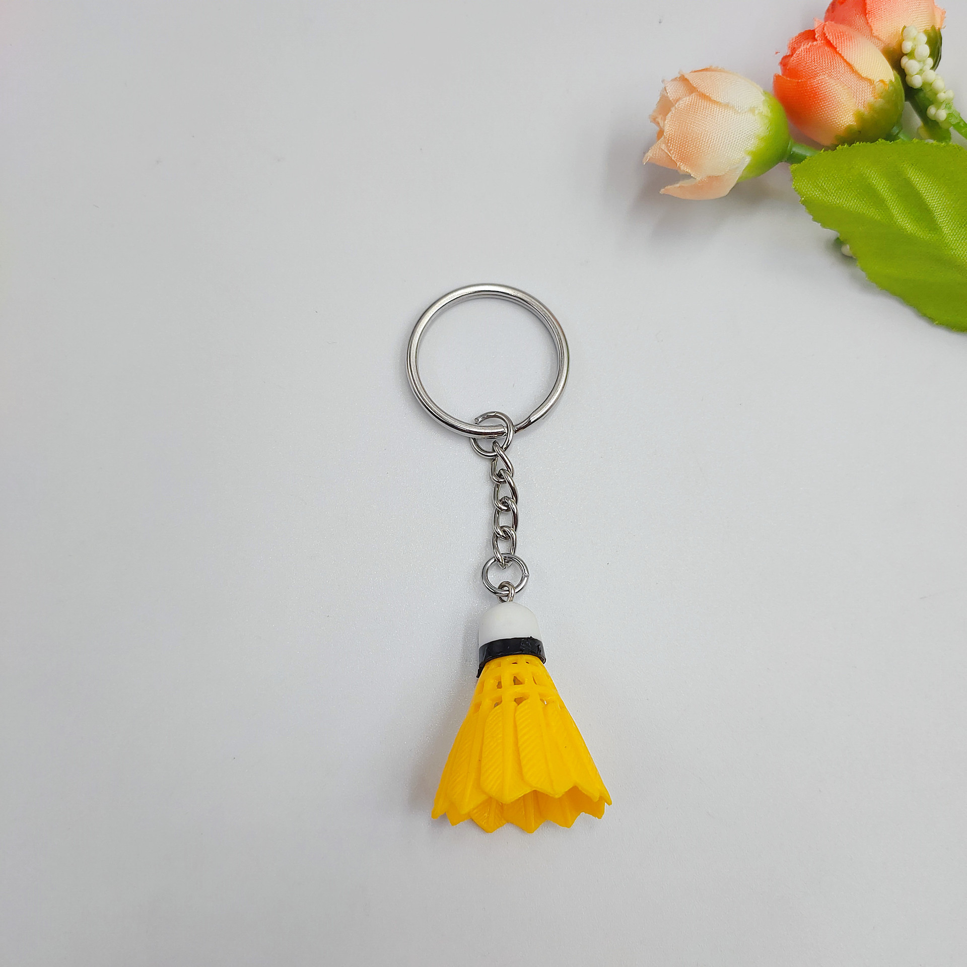 Mini pequeño tamaño de simulación de bádminton llavero colgante adornos deportivos ventiladores pequeños regalos transfronterizos