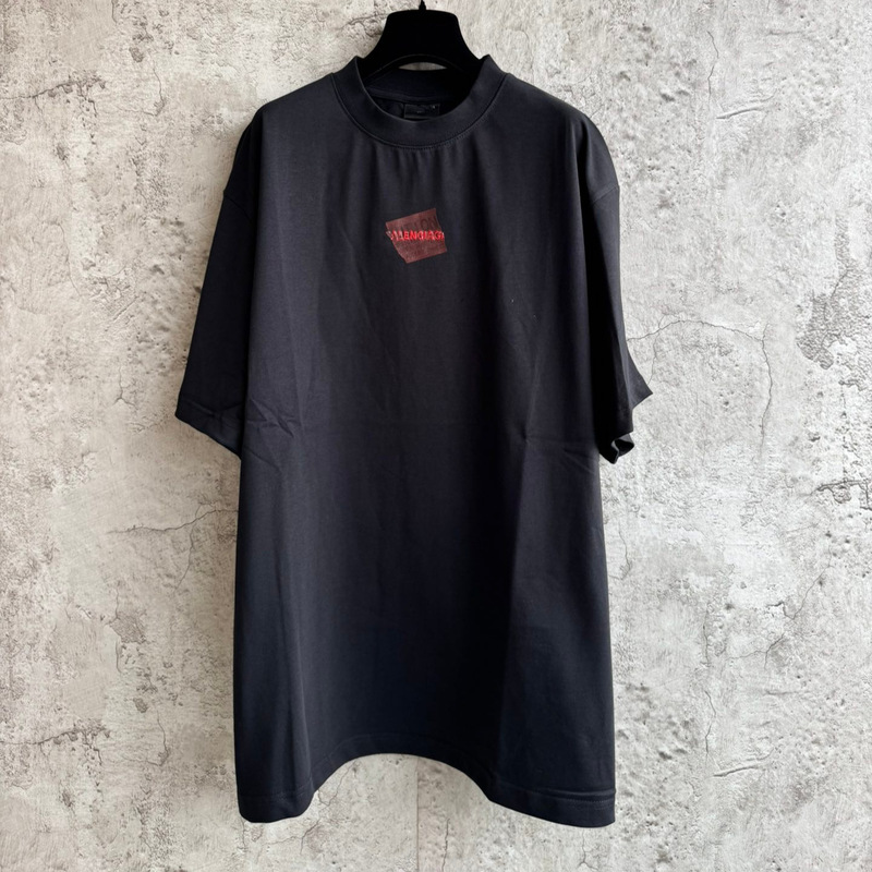 Ins Paris B Summer New Front and Rear Embroidered Letter T-Shirt Couples Aristocratic Family Red Tape Printed Short Sleeve tee