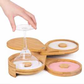 竹制好物调味罐沾盐器糖边盒竹木三层旋转盐边盒果汁鸡尾酒调味盒