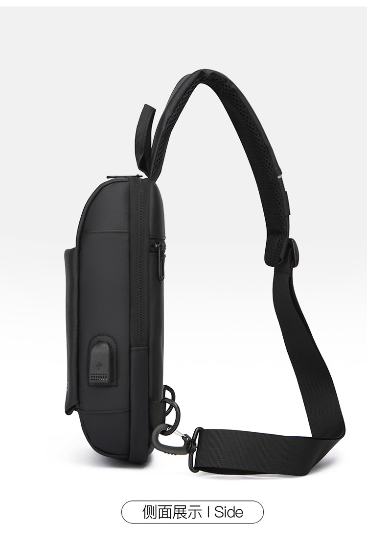 USB charging port bag, fashionable single-shoulder crossbody bag, cross-border wholesale men's chest bag, multi-functional sports chest backpack undefined