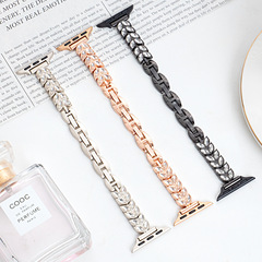 適用蘋果apple watch麥穗女款金屬錶帶iwatchs9輕奢高級感手錶帶