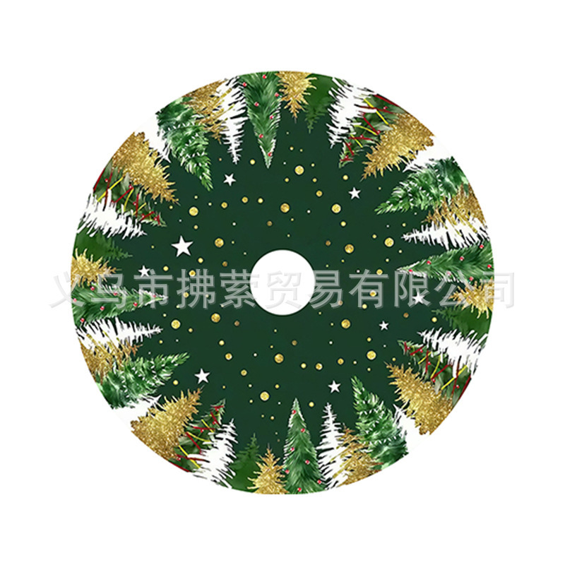 跨境圣诞节装饰用品90cm印刷卡通森林人圣诞树底围裙圣诞树裙|undefined