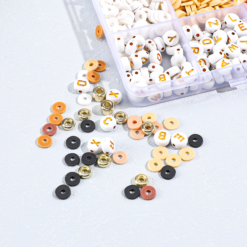 210g Weight Beads Jewelry Making Type DIY Jewelry Accessories Classification 1 Set Quantity soft clay Material Round, Letter Pattern Simple Style Style 1 Set Soft Clay Round Letter DIY Jewelry Accessories Beads 8