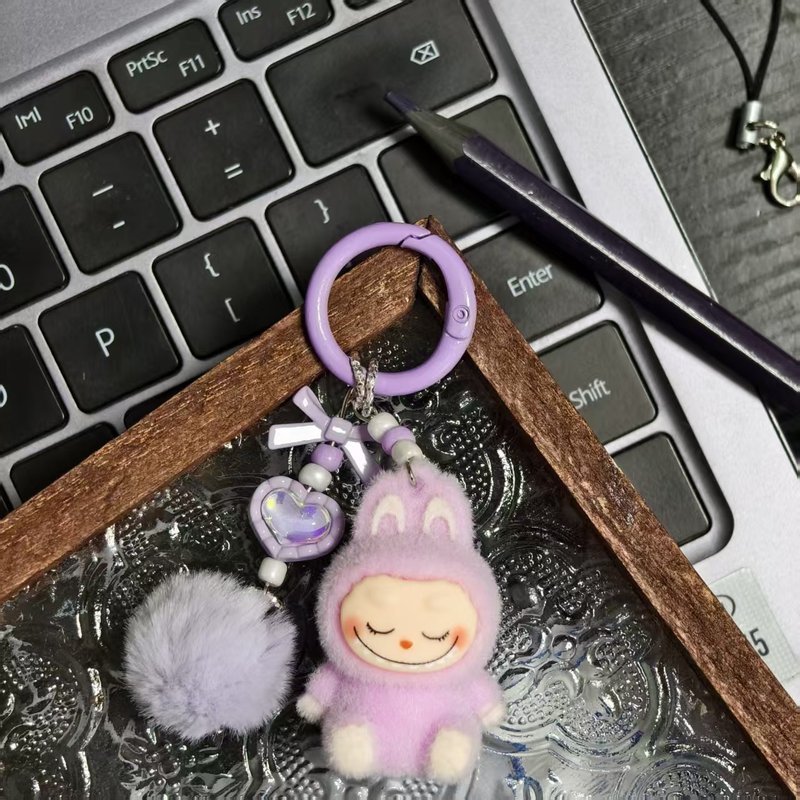 植绒迷你Labu拉布布无娃钥匙扣搪胶萌粒遛娃包包手机挂件可爱挂饰|undefined