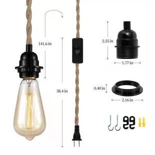 Cross-border E27 lamp holder retro twine twist power cord single series switch line E26 switch plug line suspension
