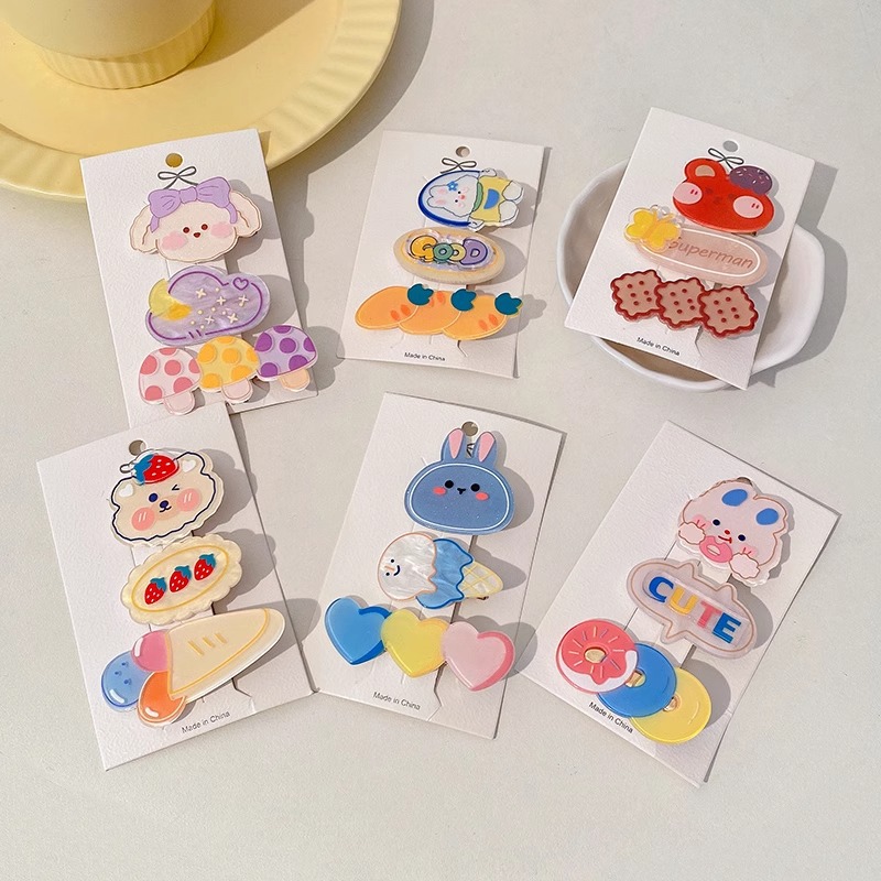 Caricatura encantadora pinza de pelo japonesa mujer lateral roto cabello de una palabra pinza de cabello para niños pequeños pinza de cabello de boca de pato