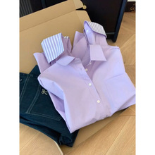 奥特莱斯~2025春秋新款超好看polo领衬衫女独特百搭时尚气质衬衣