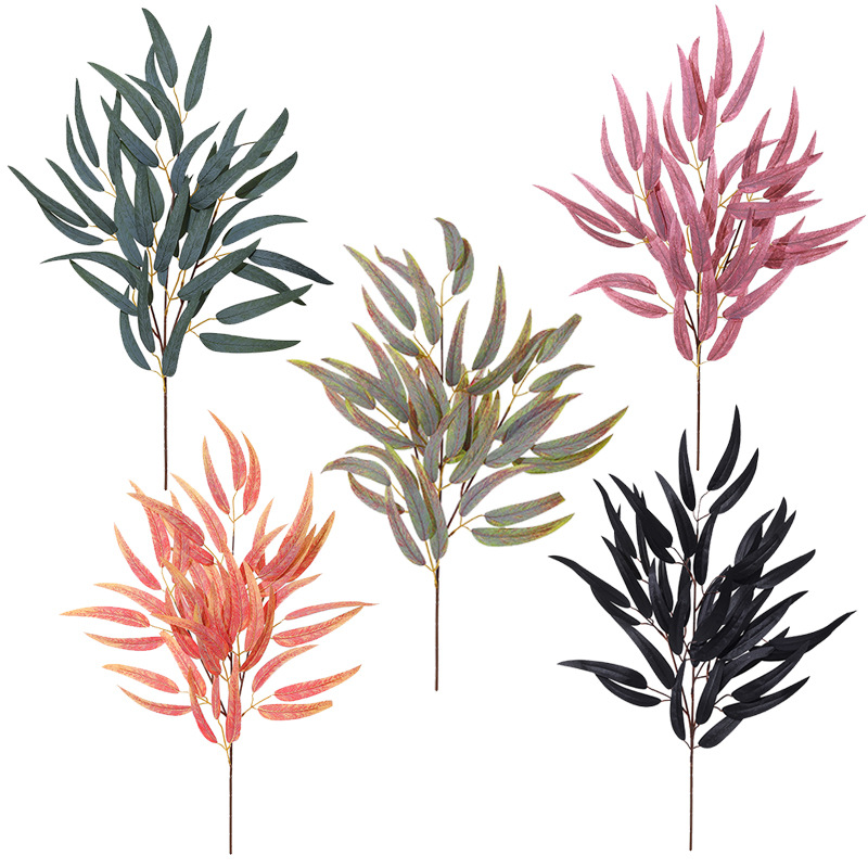 Cross-border new product single-branch eucalyptus leaf and willow leaf bunch, wedding and home photography props, imitation green plant money leaves