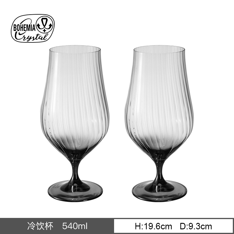 Vaso de cristal sin plomo importado de la República Checa, taza de pie alto vertical, simple nórdica, simple tulipán, vino tinto, agua doméstica image 26