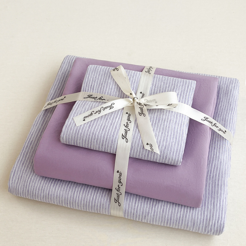Set di biancheria da letto minimalista a righe in cotone_voghion.com