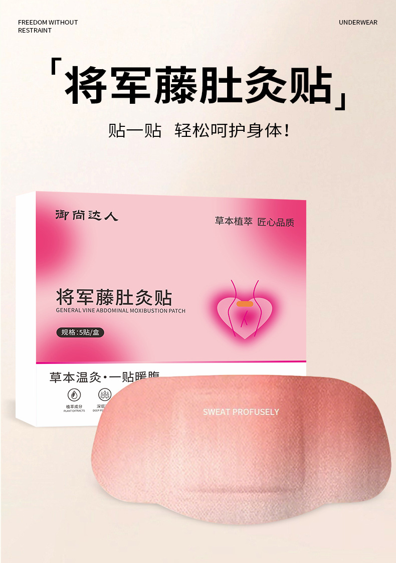 General Vine Belly Moxibustion Patch Herbal Waist and Abdomen Heat Compress Navel Patch Self-Heating Moxa Patch Warm Patch In Stock overview