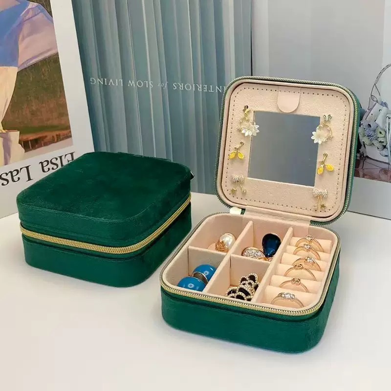 Caja de almacenamiento de joyas de oro transfronteriza Pendientes antioxidantes Caja de joyería Anillo Caja de collar Caja de almacenamiento Mini