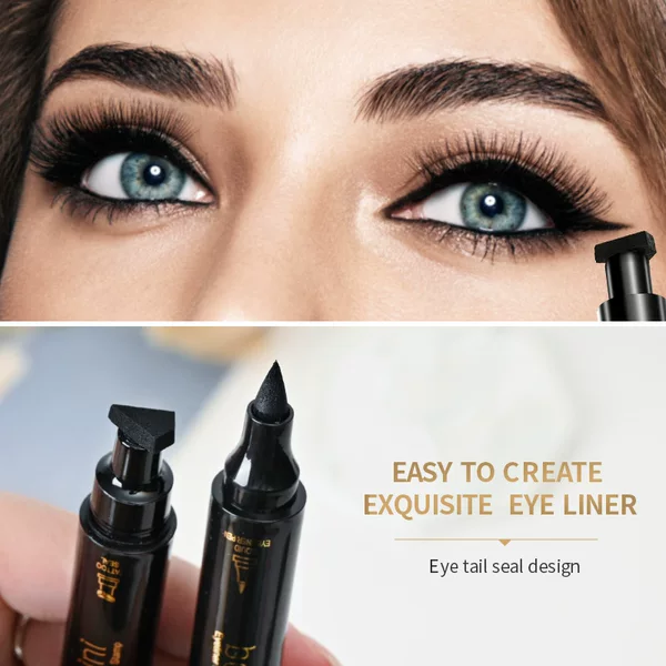 Cross-Border Bobeini Stamp Eyeliner Pen Double-Ended Wing-Shaped Quick-Dry Non-Smudge Triangular Liquid Eyeliner Pen