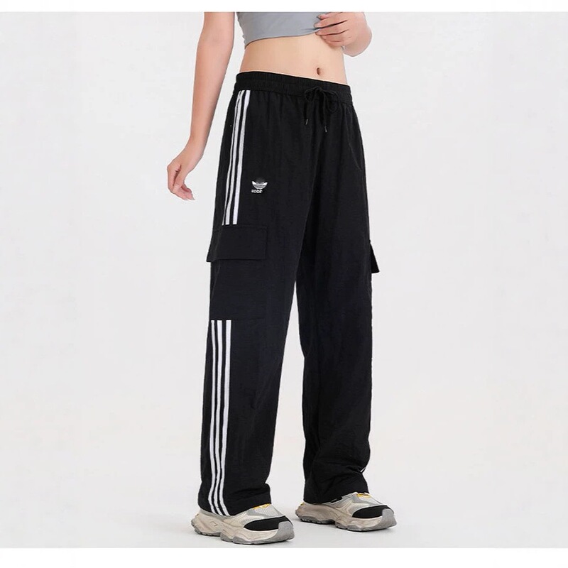Cross-Border Fashion Three-Stripe Sports Pants Unisex Summer Drapey Slimming Casual Versatile Wide-Leg Cargo Pants Cross-Border Fashion Three-Stripe Sports Pants Unisex Summer Drapey Slimming Casual Versatile Wide-Leg Cargo Pants