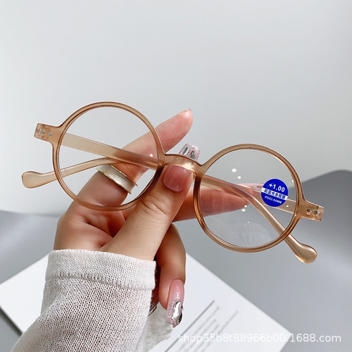 New round anti-blue light reading glasses for middle-aged and elderly retro trendy round prince high-definition Korean reading glasses