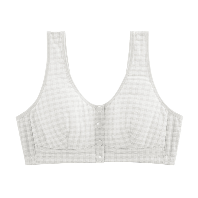 Ropa interior de la madre Sujetador de hebilla frontal para mujer Sujetador de talla grande para mujer Ropa interior de mediana edad y ancianos Estilo Chaleco delgado de verano sin anillo de acero