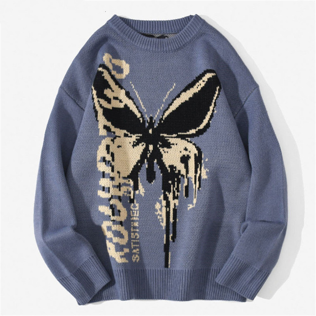 AliExpress Comercio exterior 2021 Otoño e Invierno estilo europeo y americano sombrero de mujer patrón de mariposa suéter jacquard suéter cálido image 3