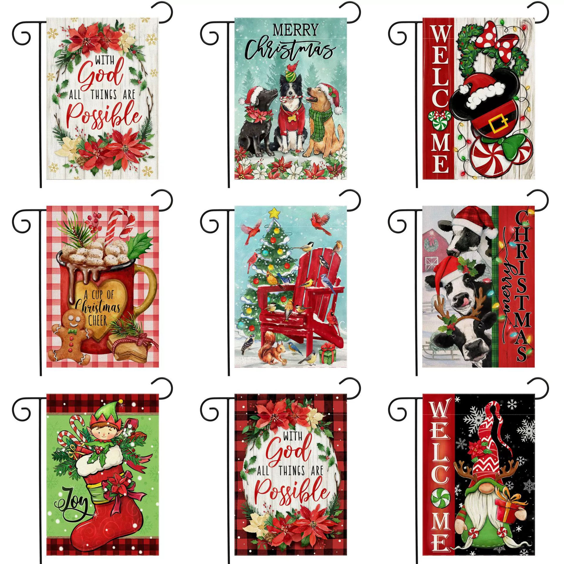 Трансграничная амазонка новый рождественский садовый флаг карликовый пряничный человек серия декоративный двор льняный садовый флаг