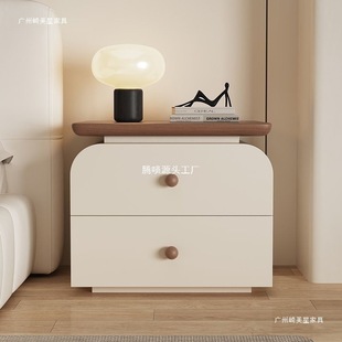 Solid Wood Bedside Table, Antique Cream Style Italian Minimalist Small Apartment Simple Modern Bedroom Storage Cabinet Without Installation