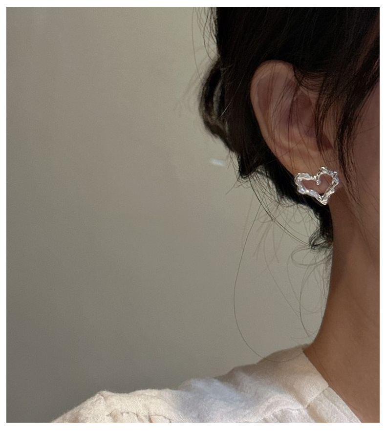 1 Pair Quantity 1 Pair 925 Sterling Silver 925 Sterling Silver Earrings Heart Shape Ear Studs