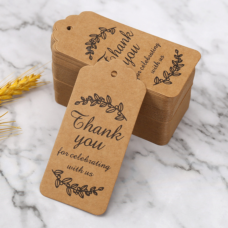Brown Packing Paper Hang Tag in Stock Thankkyou Card Gift Packaging Label Gift Thank You Hanging Card Keychain Hanging Tag