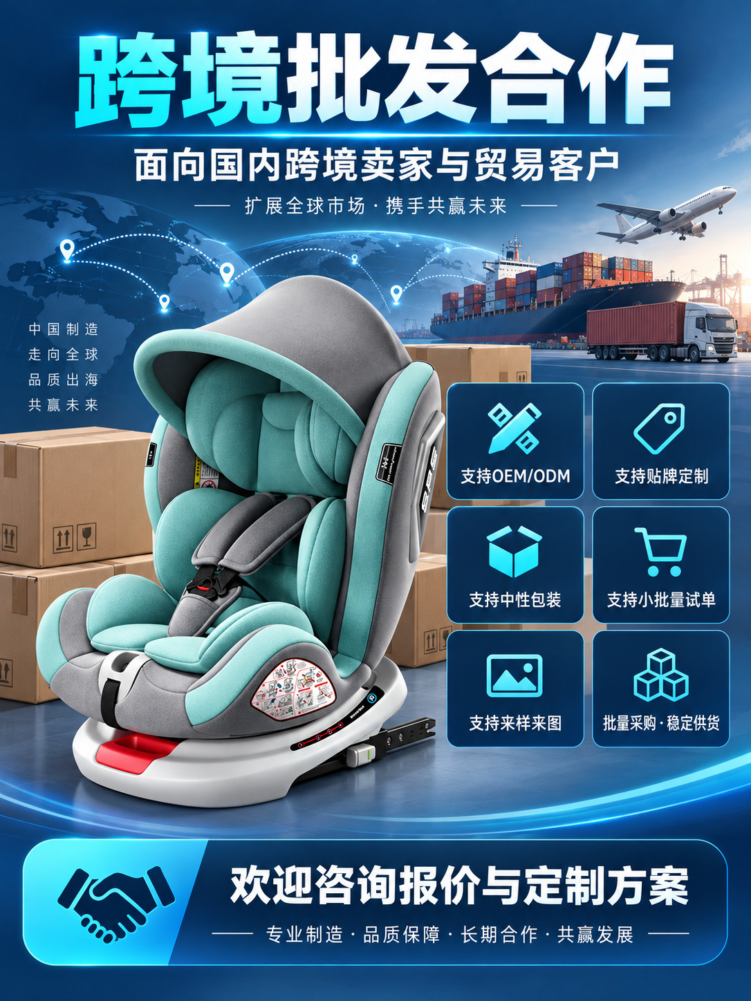Cross-border car child safety seat, suitable for babies aged 0-12, with a 360-degree rotating design for in-car use