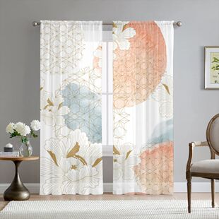 Foreign Trade 2025 Scandinavian Green Plant Flower Series Curtains Hotel B&B Bedroom Living Room Decorative Curtains Wholesale