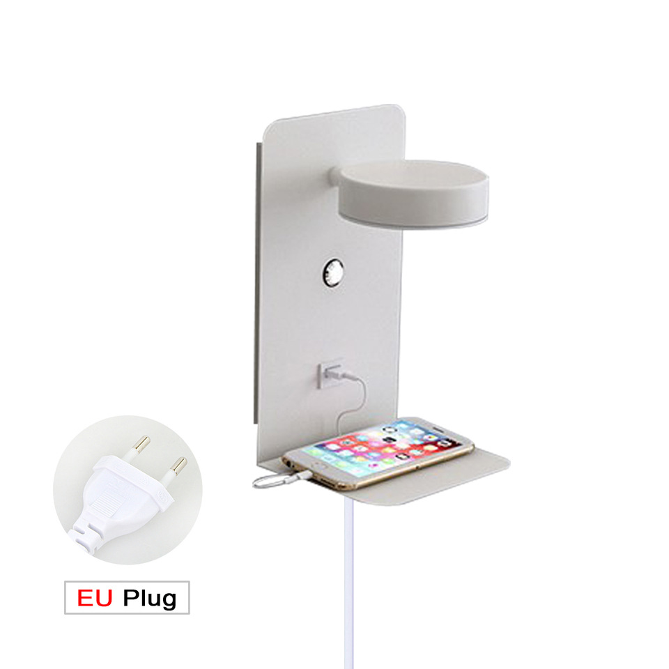 Lámpara de pared táctil de tres colores electrodeless atenuación USB recargable LED Lámpara de lectura de luz de lujo minimalista dormitorio lámpara de noche 12W