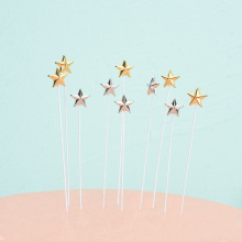 生日蛋糕装饰插牌 创意百搭电镀五角星插件 生日蛋糕装饰用品