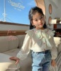 Girls shirt 2023 spring and autumn Thin section Lace Embroidery white shirt Cardigan girl Korean Edition Sweet Western style jacket